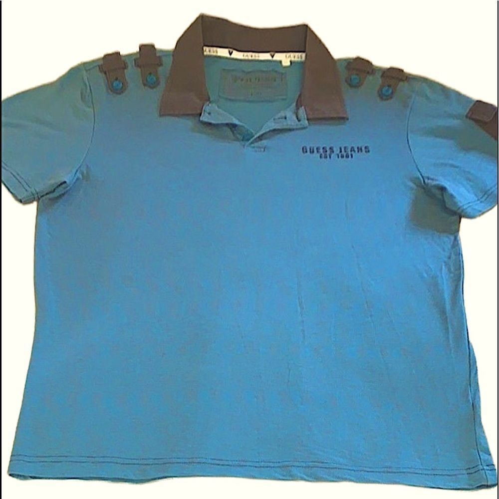 Guess blue two tone Polo Shirt